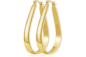 DORANA Sterling Silver Hoop Earrings for Women Large Oval Hoop Earrings Lightweight Big Gold Hoops Earrings Hypoallergenic 14K Gold Plated Hoops Earrings Non Tarnish Jewelry Gifts 20/30/40mm