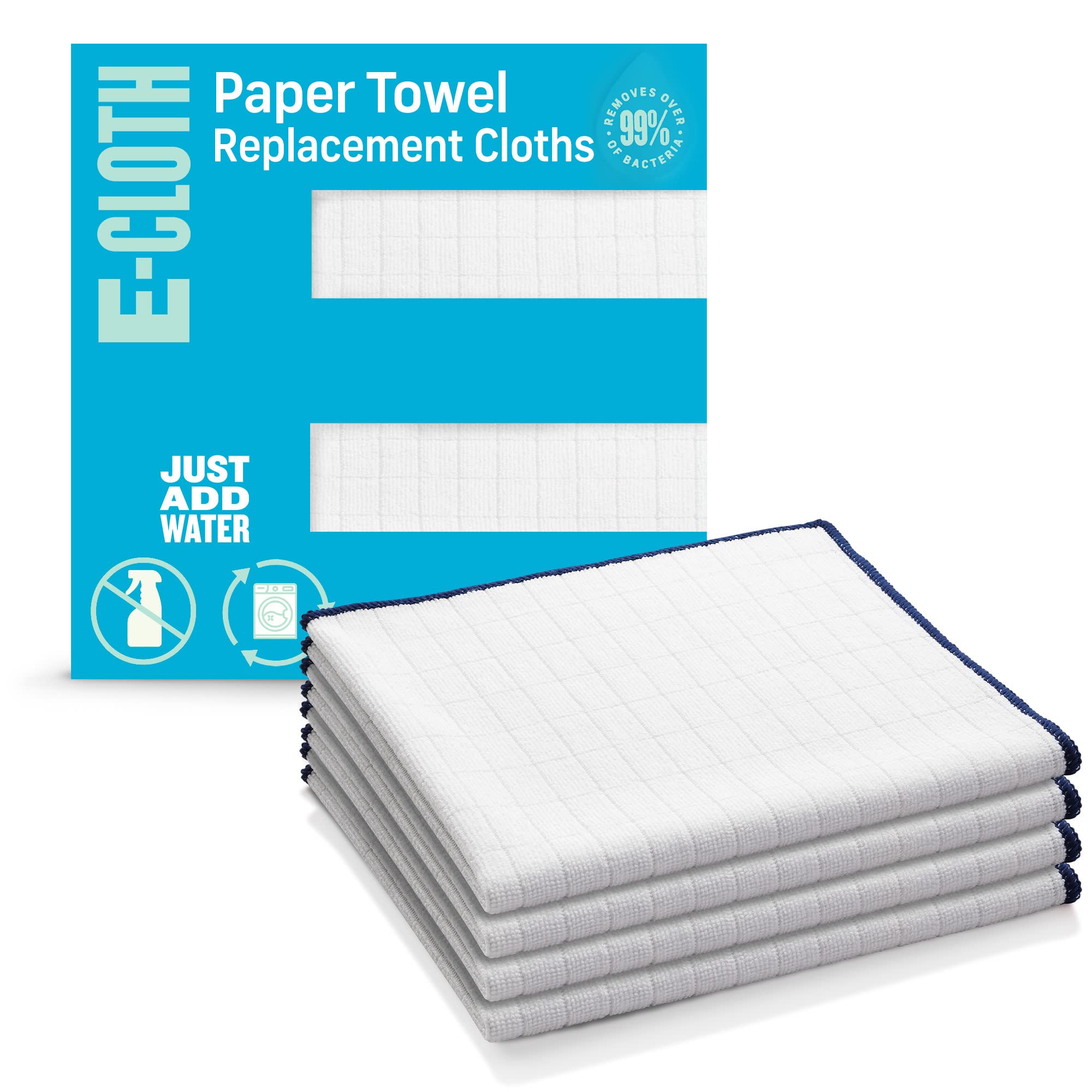 E-Cloth Reusable Paper Towel Replacement Cloth, Premium Microfiber Cleaning Cloths Ideal for Cleaning Up Spills on Countertops, Alternative to Paper Towels, 100 Wash Guarantee, 4 Count