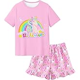 Sylfairy Girls Pajamas Summer Toddler Girl Pajamas Sets Short Sleeve Girls' Cute Sleepwear Pjs