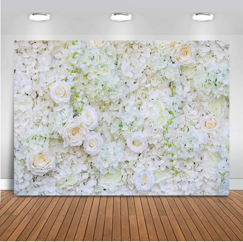 Mehofoto 7x5ft Flower Backdrop White Rose Bridal Shower Newborn Baby Photo Booth Backdrops Vinyl Valentine's Day Baby Shower Wedding Photography Background