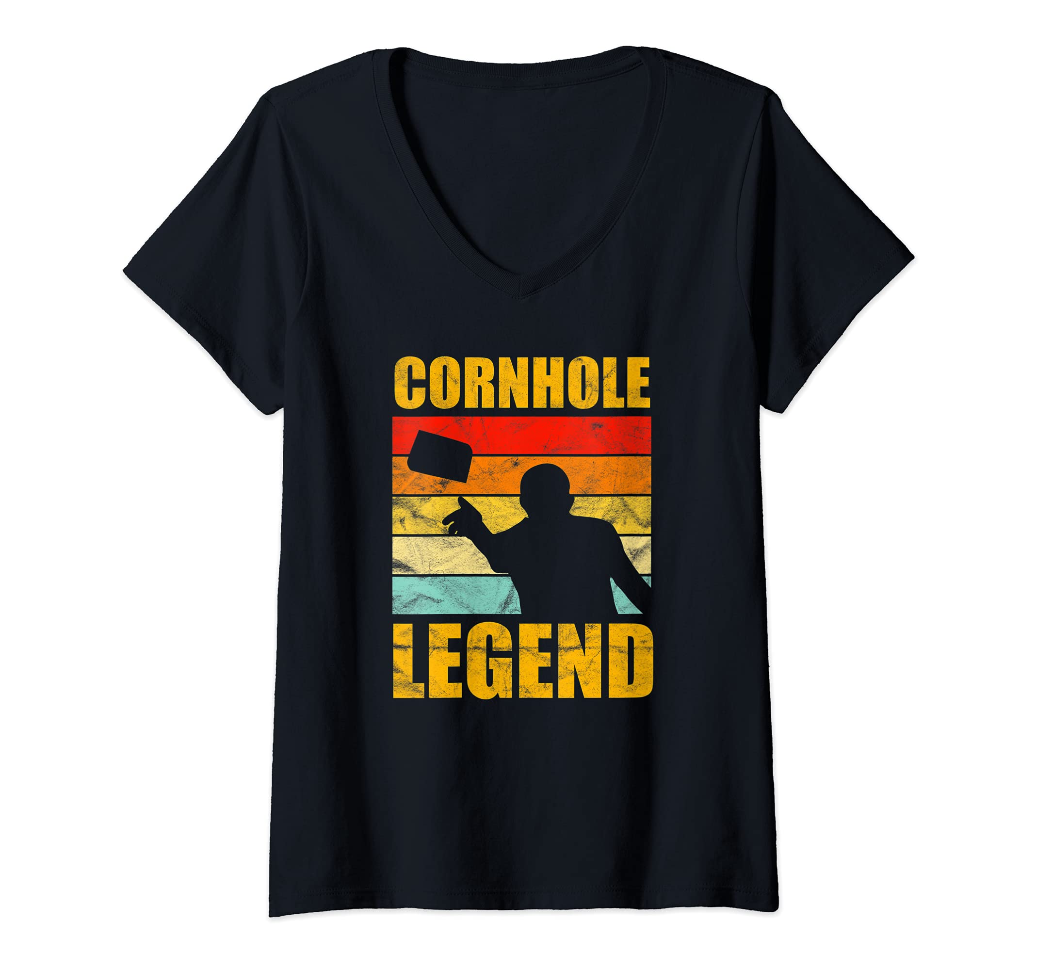 Womens Cornhole Legend Vintage Retro Team Tournament V-Neck T-Shirt