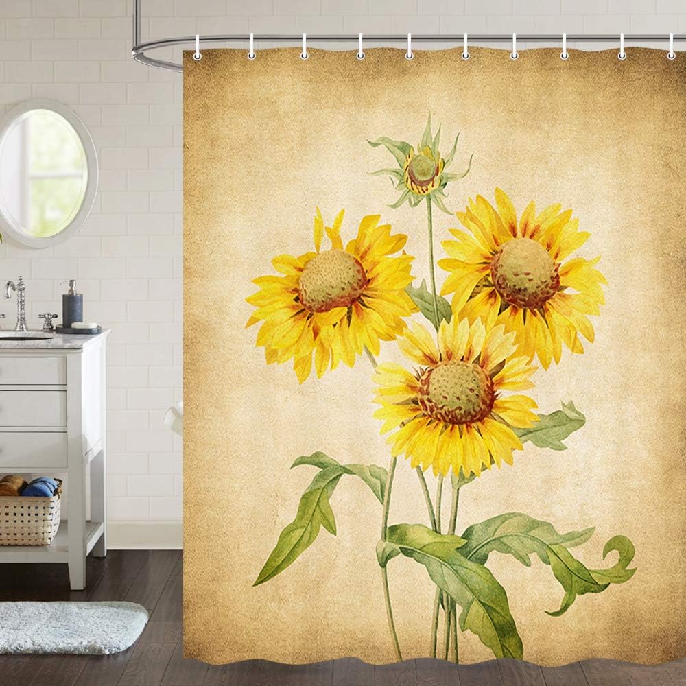 Sunflowers Shower Curtain for Bathroom, Sunflowers Rustic