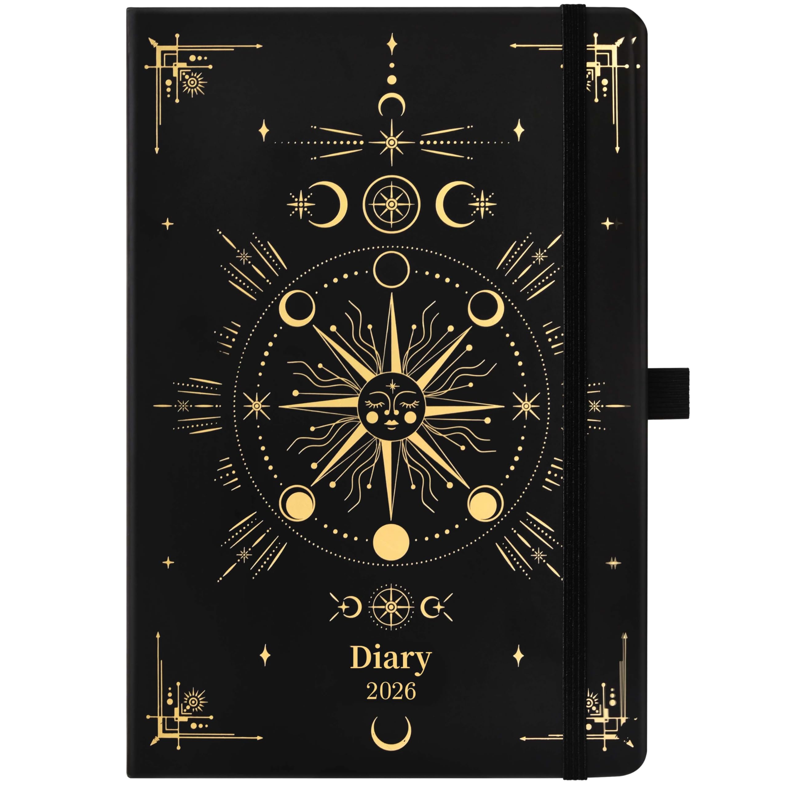 2024 Diary - A5 Week to View, Jan. 2024 to Dec. 2024 With Hard Cover, Pen Loop and Back Pocket, 21.3 x 14.7 x 1.6 cm, Phase of the Moon