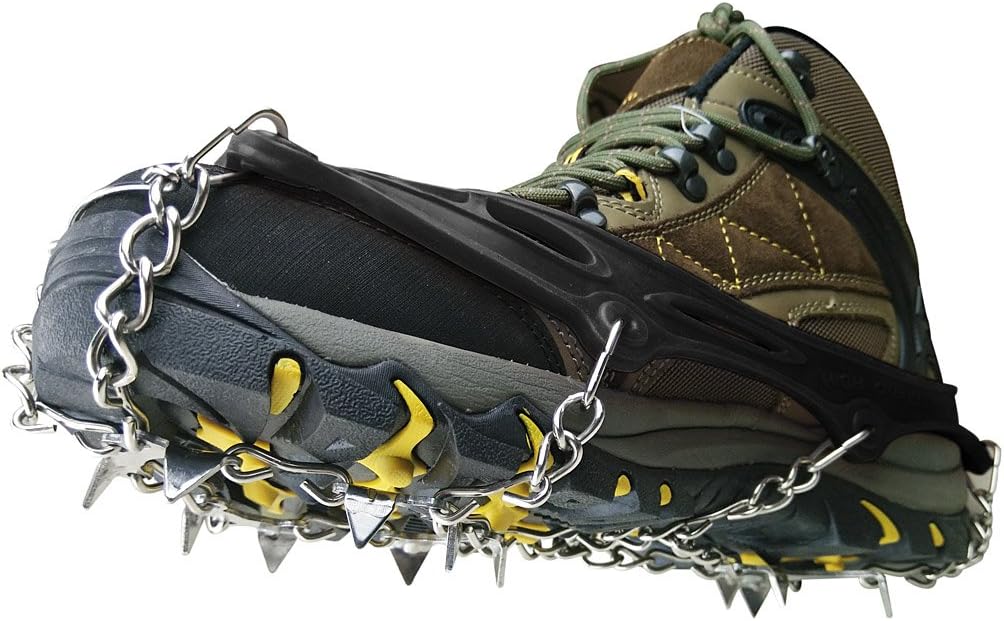 BINGUO 12 Teeth Anti-Slip Traction Cleats Grips Crampon for Snow and Ice Safe Protect Shoes Boots