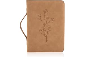 JRAIYBZ Bible Cases for Woman with Detachable Wristlet Strap,Waterproof Floral PU Leather Bible Cover for Women,Bible Carrying Case for Women with Pockets