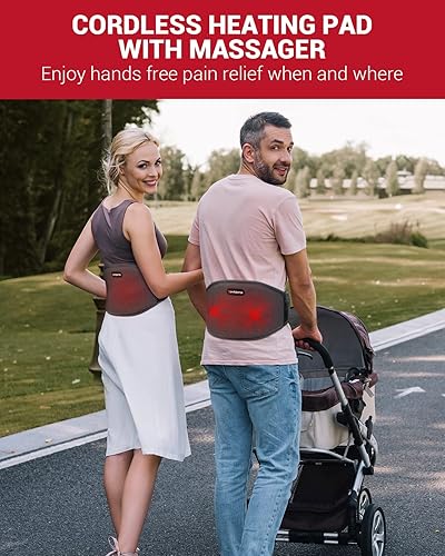 Cordless Heating Pad with Massager for Back Pain Relief
