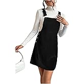 Milumia Women's Corduroy Overall Dress Button Pinafore Jumper Dresses with Pocket