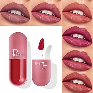 6 Pcs Matte Liquid Lipstick Set, Cute Capsule SuperStay Matte Ink Waterproof Long Lasts/Non-Stick Cup, Kiss-proof, Nude Lip Gloss Beauty Lips Makeup Set