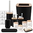 Amazon.com: Black Bathroom Set,11Pcs Bathroom Gift Set,4 Qtip Holder ...
