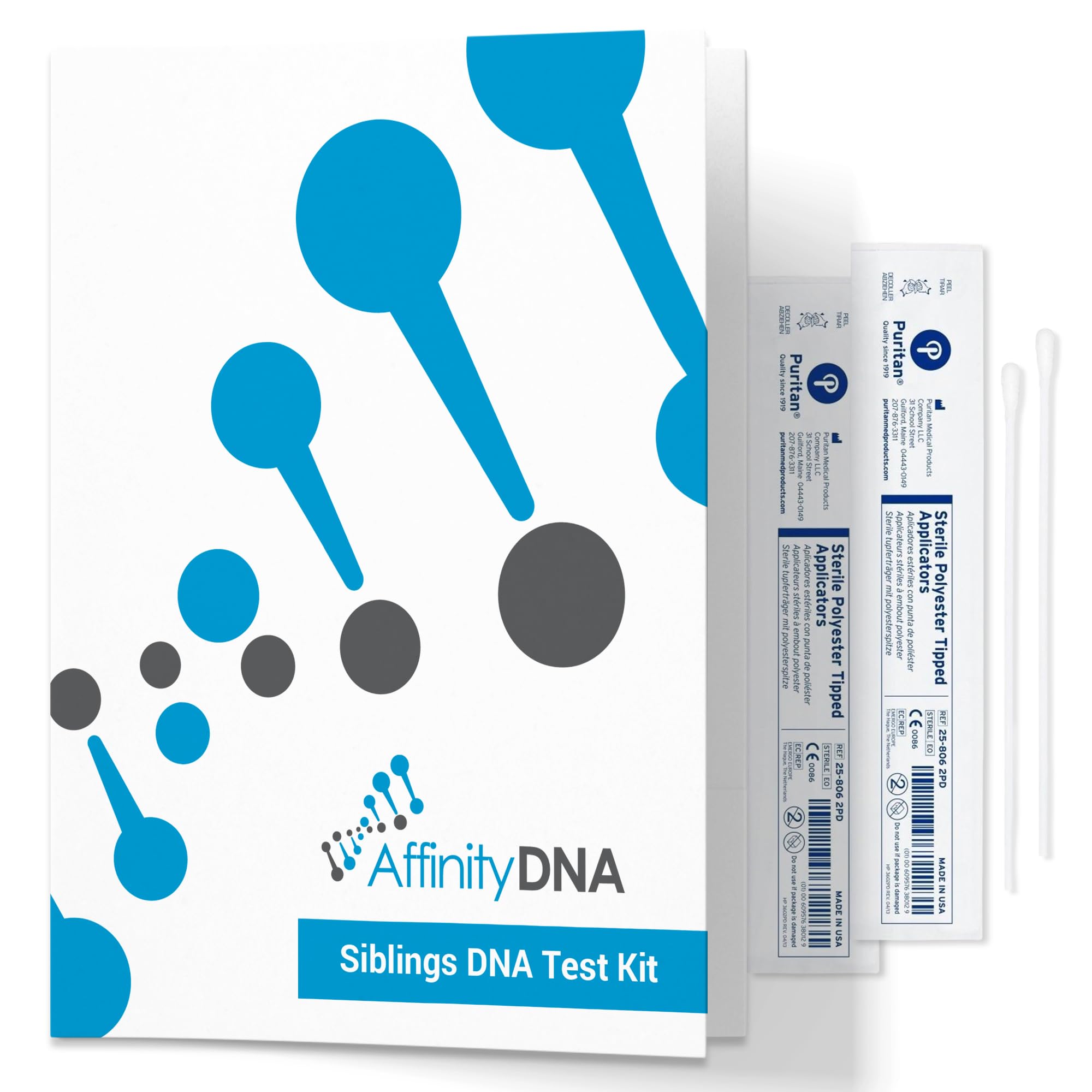 AffinityDNA Sibling DNA Testing Kit | Highly Accurate Genetic Swab Test | 18 Loci Home DNA Test Kits for 2 Brothers or Sisters | Results in 5 Working Days | Laboratory Fee Not Included