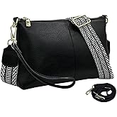 lifwimner Small Crossbody Clutch Purses Bags for Women Wristlet Wallet Vegan Shoulder Handbags Guitar Strap + Leather Strap