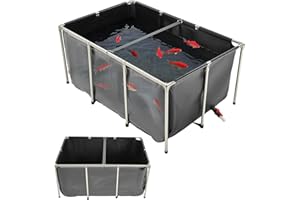 VEVOR Canvas Fish Pond, Above Ground Fish Pond, Foldable PVC Koi Tank, for Aquaculture, Koi Breeding, and Irrigation (with Cl