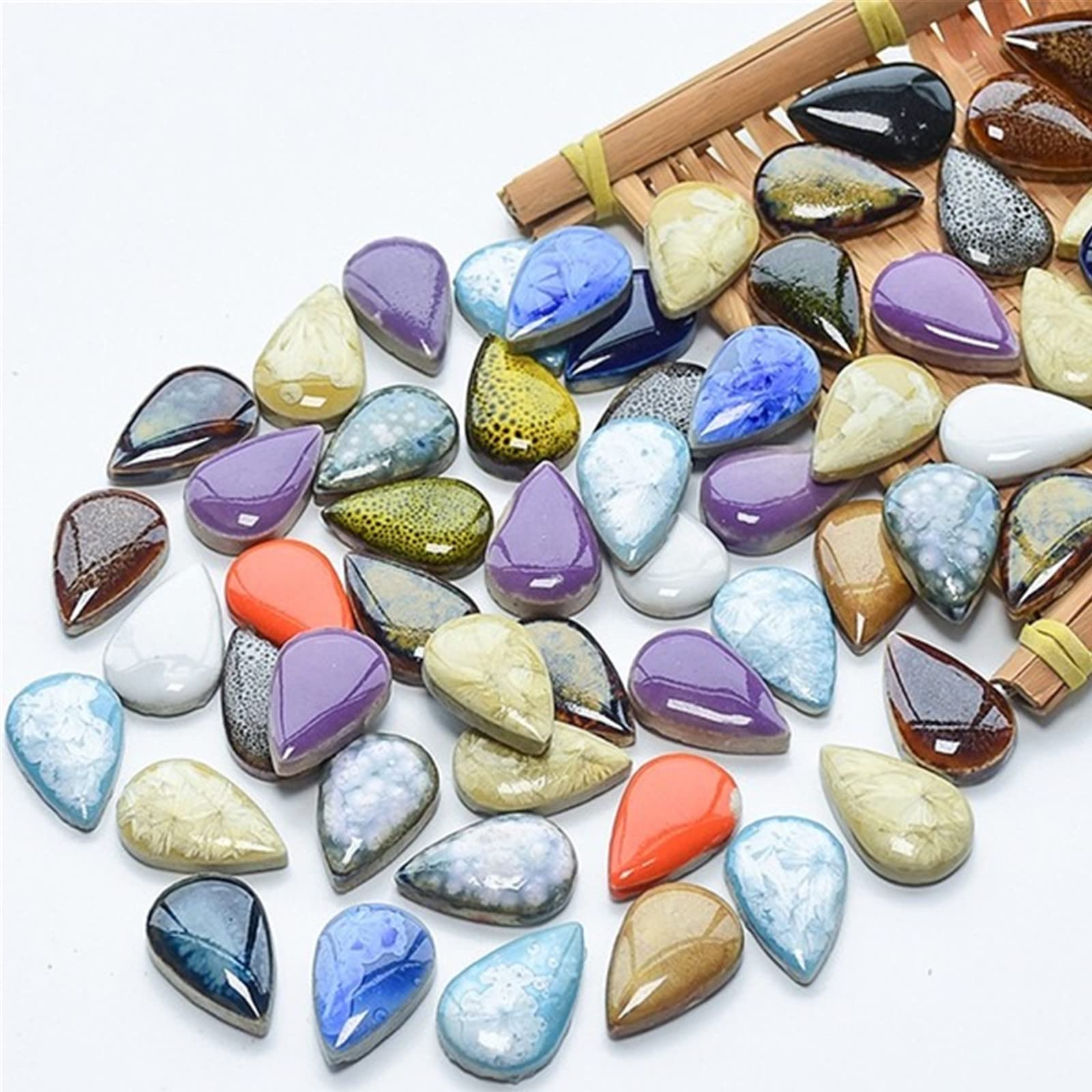 Photo 1 of 500g/1.1lb Random Color Irregular Ceramics Mosaic Tiles,DIY Making Creative Ceramic Mosaic Tiles for DIY Craft Plates Flowerpots Vases Cups Mosaic Making Supplies (Small Raindrop)