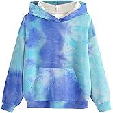 Arshiner Girls Tie Dye Sweatshirts Loose Casual Hoodies Long Sleeve Pullover Hooded Tops With Pockets