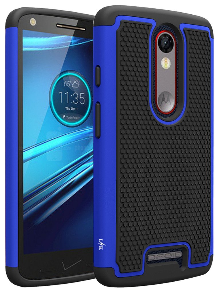 LK Case for Droid Turbo 2, [Shock Absorption] Hybrid Dual Layer Armor Defender Protective Case Cover for Verizon Motorola Droid Turbo 2 (Blue)