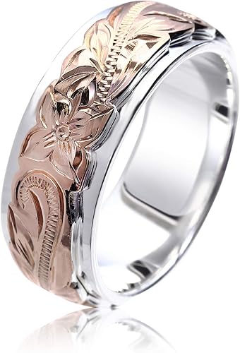 Amazon ハワイアンジュエリー Locomocoaloha リング 指輪 2tone ピンク ヘビー ウエイト 波 プルメリア 正規品 ジュエリー リング 通販