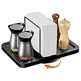 Napkin Holder for Table, Rotating Bamboo Iron