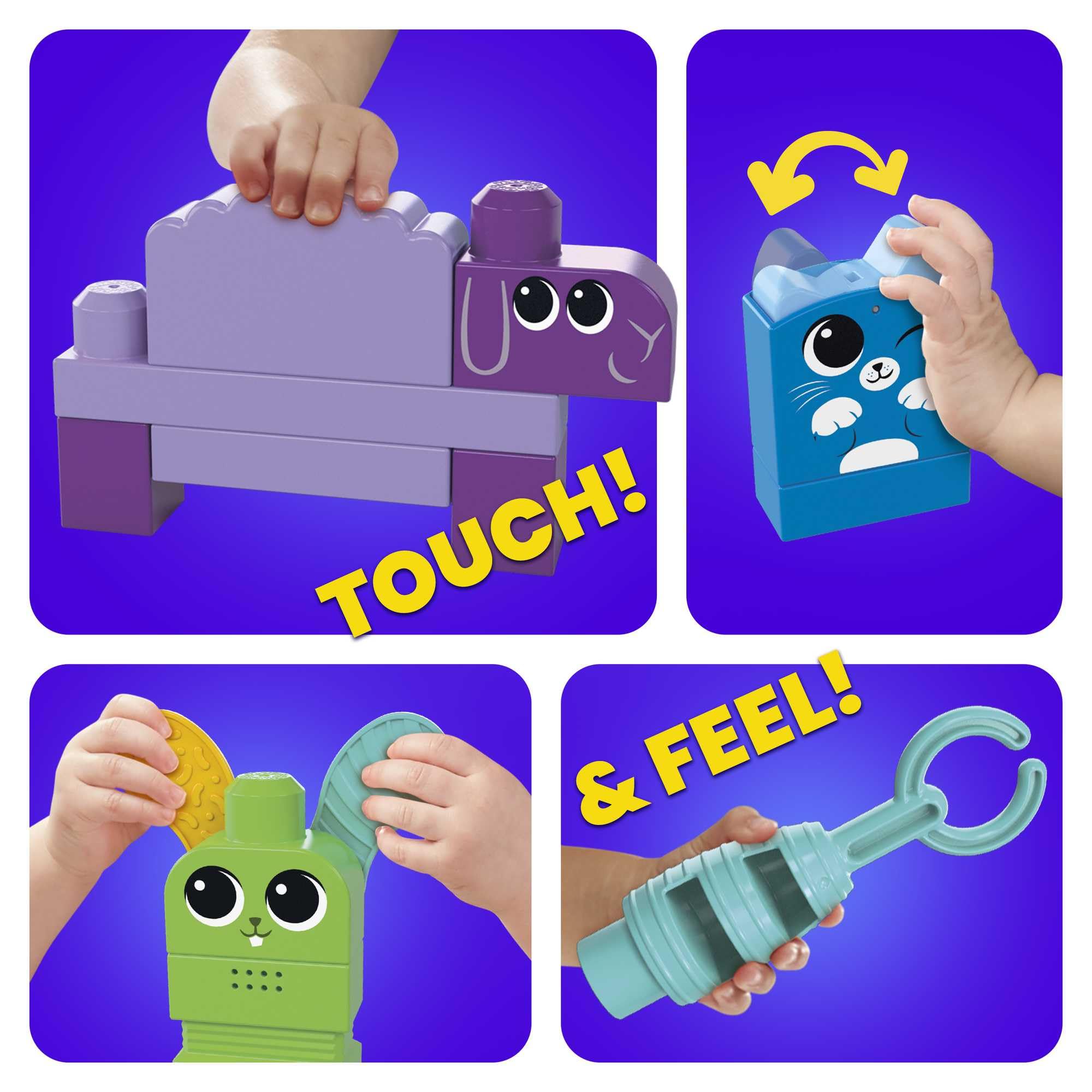 MEGA Blocks Fisher-Price sensorisches Bauspielzeugset, Musikspaß Bauernhoftiere mit 45 Bauklötzen für Kleinkinder und 6 Notenblättern, Geschenkideen für Kinder ab 1 Jahr, HPB46 8