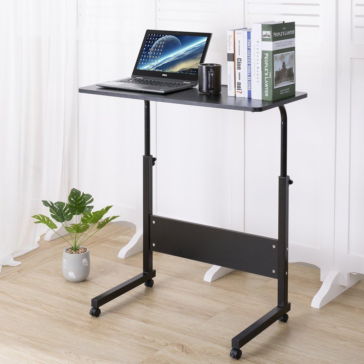 DOEWORKS Side Table, Adjustable Laptop Stand Portable Cart Tray Side Table, Black Studying Desk: Home & Kitchen