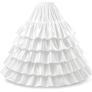 Oshaneblix 4 Hoop Skirt 5 Ruffles Layers Petticoat Crinoline for Women | Sturdy 4-hoop support, 5 ruffled tiers, stretch wais