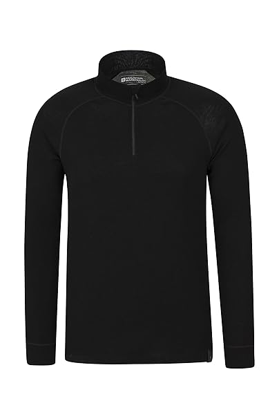 Mountain Warehouse Merino Langarm Baselayer-Thermotop für Herren - Atmungsaktives T-Shirt, Halbreißverschluss, bequemes T-Shi