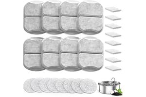 BAOFUM Large Dog Pet Water Filter Replacement, Compatible with 7L/230oz/1.8G Stainless Steel Dog Water Fountain, Dog Cat Pet Water Fountain Filters (8 Set Filters & Pre-Filter Sponges)