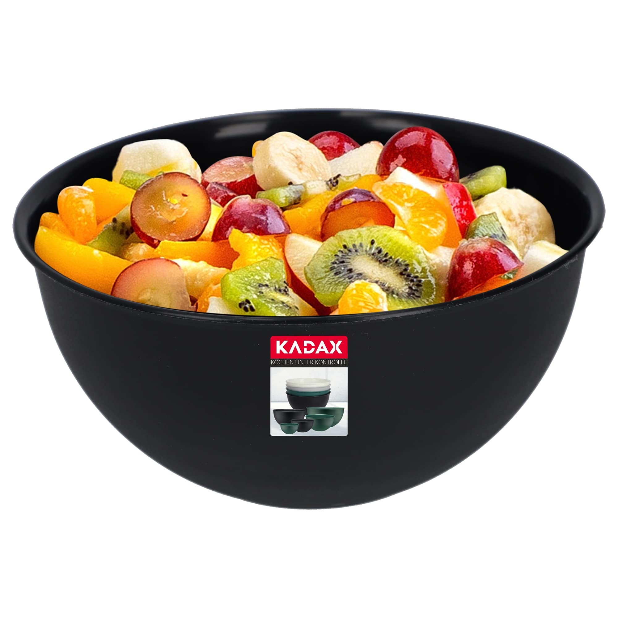 KADAX Plastic Bowl, Lightweight Mixing Bowl for Whisking, Round Serving Bowl for Salad, Snacks, Fruits, Stackable Kitchen Bowl (3L, Anthracite)