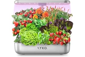 LYKOCLEAN LYKO Hydroponics Growing System 12 Pods, Indoor Garden with LED Grow Light, Indoor Herb Garden Automatic Timer, Height Adjustable 3.5L Water Tank, Gifts for Men Women (Silver)