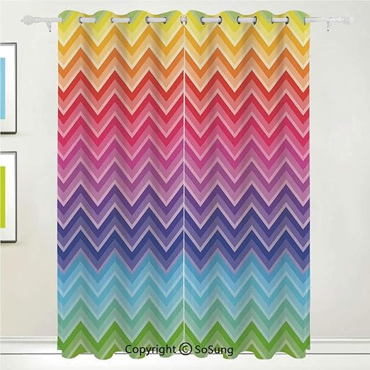 Ventana opaca con ojales arcoíris, líneas de colores arcoíris con