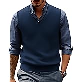 PJ PAUL JONES Mens Sweater Vest Wool Blended Knitted Vest Sweaters V-Neck Sleeveless Pullover Vests