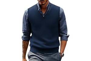 PJ PAUL JONES Mens Sweater Vest Wool Blended Knitted Vest Sweaters V-Neck Sleeveless Pullover Vests