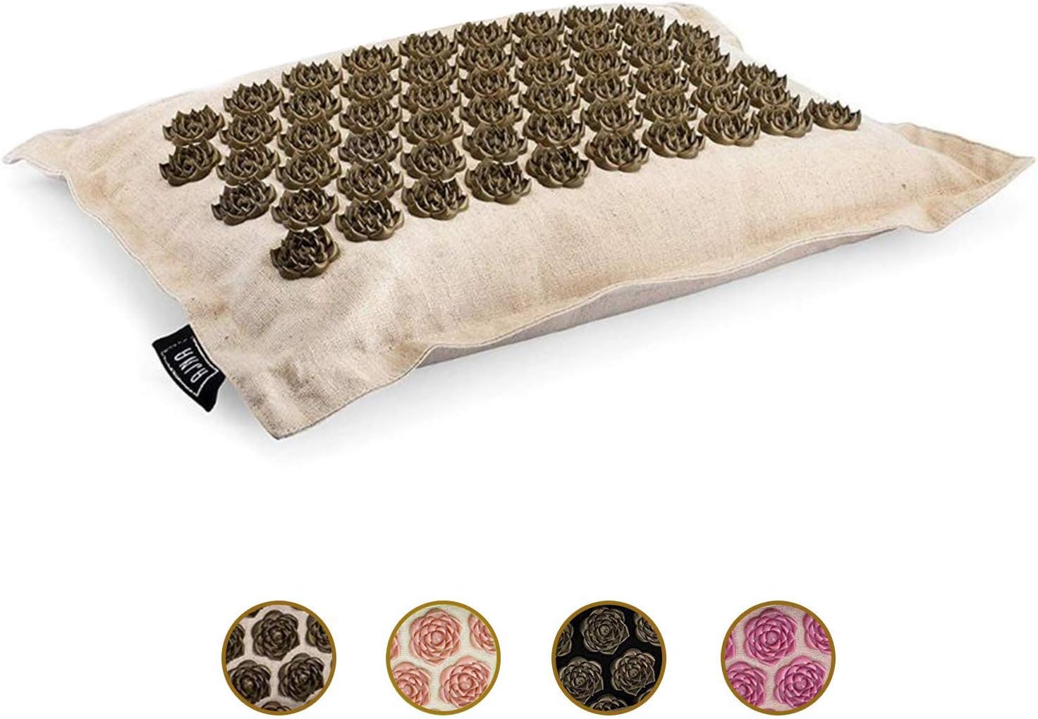 Acupressure Pillow | Organic Linen Cotton with Buckwheat Hull | Acupuncture Pillow for Neck, Back, Reflexology, Sciatica, Trigger Point, Massage Therapy, Manual Massage, Stress Relief (Natural)