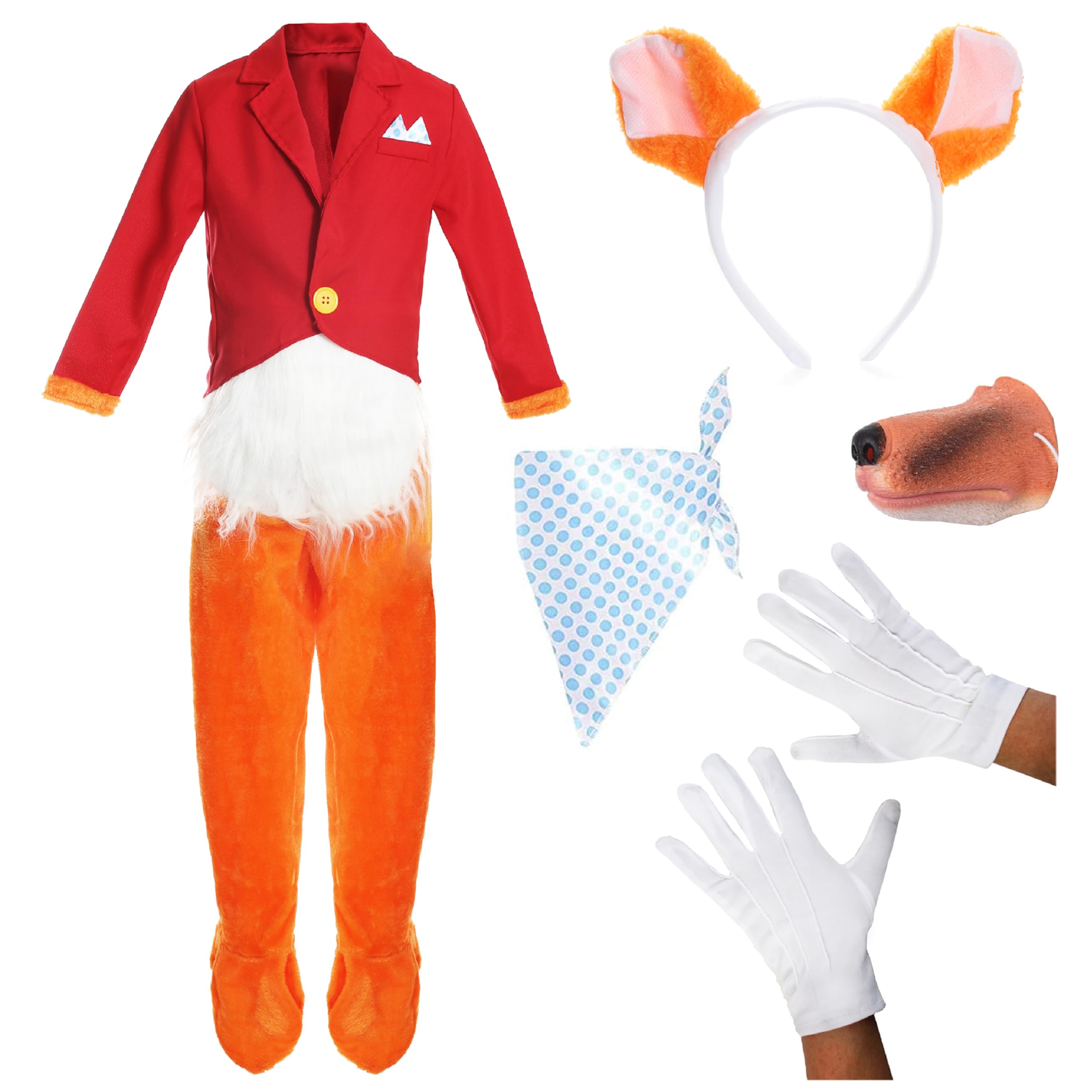 I LOVE FANCY DRESS Childs Mr Fox Costume With Nose - Fantastic Fox Costume for World Book Day Book Week - Coat With Attached Fox Tail, Cravat, Fox Trousers With Shirt Front, Gloves, Fox Ears and Nose