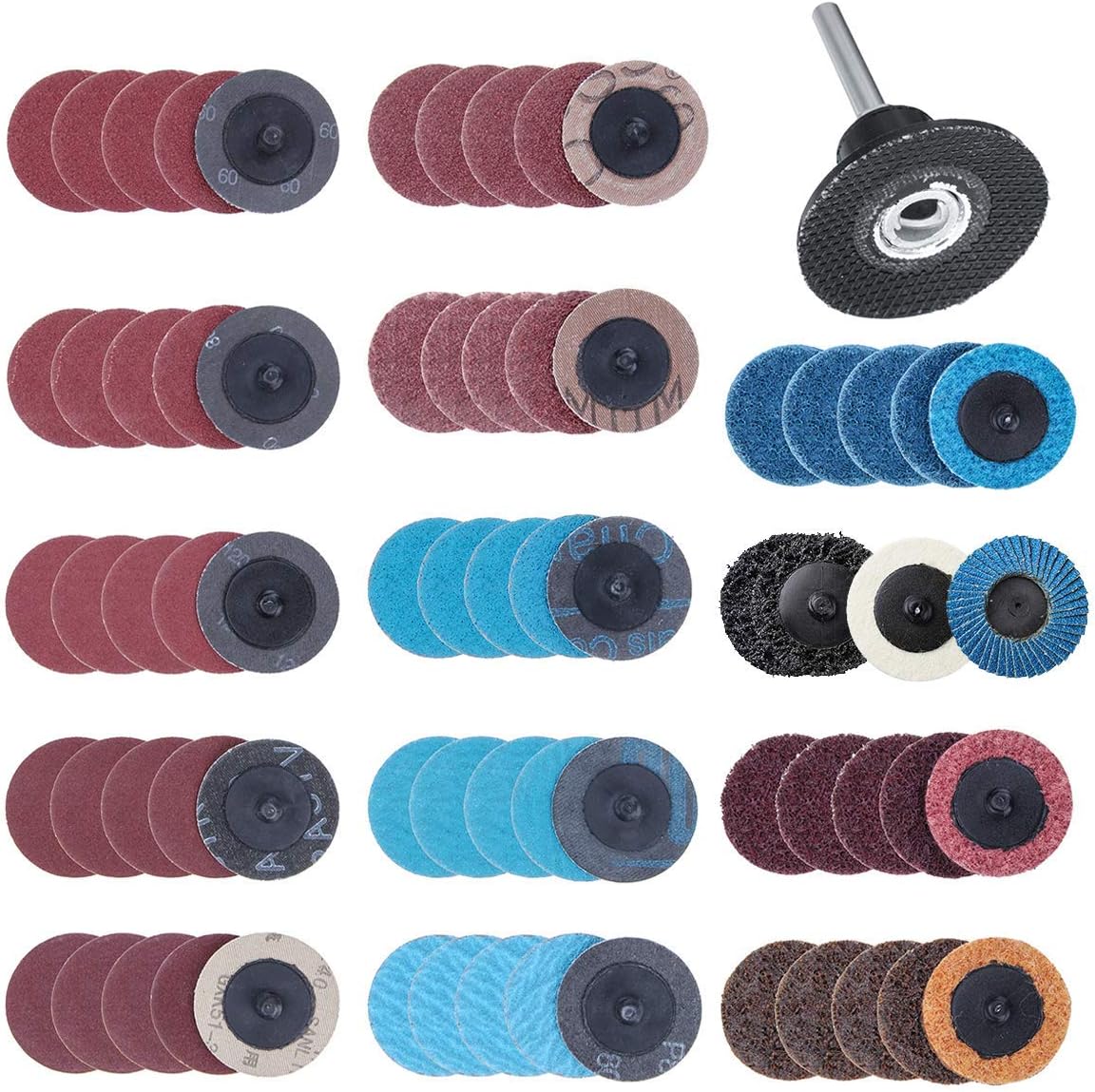 70Pcs Sanding Discs Set, 2 inch Roloc Quick Change Discs with 1/4 inch