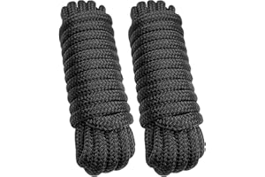 J-FM TWNTHSD Dock Lines: 5/8" x 50' Double Braided Nylon Boat Dock Lines - Premium Boat Ropes for Secure Docking with 16" Loop - Marine Grade Boat Rope/Dock Line - Sturdy Dock Lines for Boats - 2 Pack