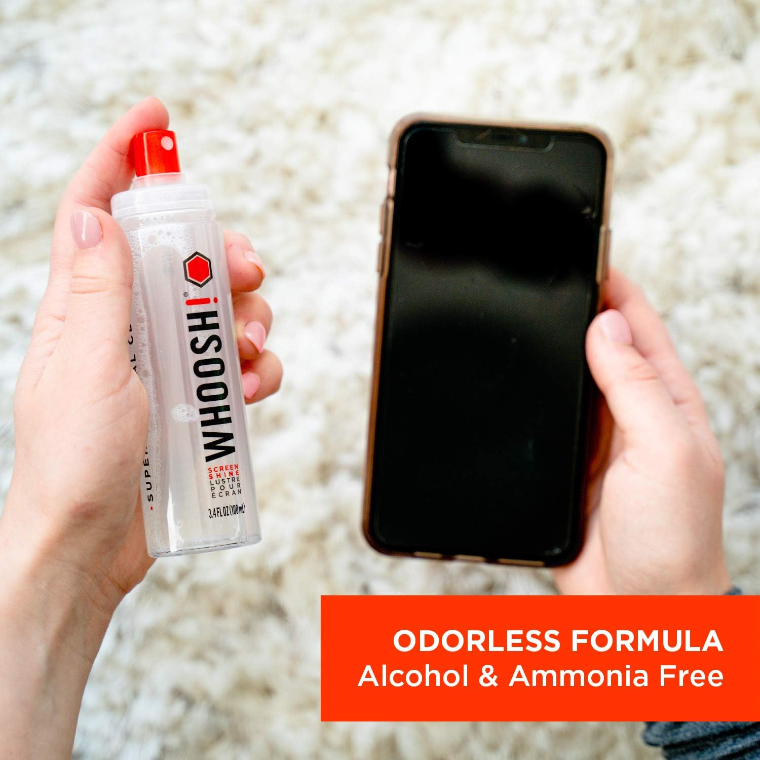 WHOOSH! Screen Cleaner Kit – [3.4oz +0.8oz] Best for – Smartphones, iPhone, iPads, Eyeglasses, e-Readers, Laptop, TV Screen Cleaner, and Computer Monitor– 3 Premium Cloths Included: Electronics