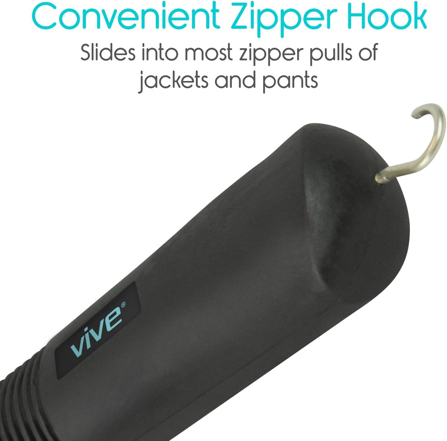 Vive Button Hook - Zipper Pull Helper - Dressing Aid Assist Device Tool for Arthritis, Independent Living - Wide Handle Grip - Shirt, Dress Clothes, Pant, Coat Snap Buttoner - Dexterity Gripper Puller: Health & Personal Care