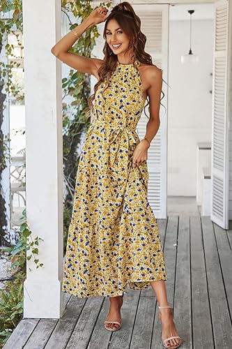 PRETTYGARDEN Women's Summer Floral Maxi Sun Dress Sleeveless