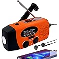 iRonsnow Solar Emergency Hand Crank Weather Radio, Portable Self Powered NOAA AM/FM Radios with SOS Alarm LED Flashlight 5000mAh Power Smart Phone USB Charger for Camping (5000mAh Orange)