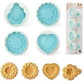 Cookie Stamps Set of 4, Cookie Press Mold, Decorating Supplies for DIY Baking, Cake, Pastry, Easy to Use-Flower Heart