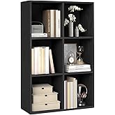 VASAGLE Custos Collection - Bookshelf, Bookcase, Cube Shelf with 6 Compartments, 9.4 x 25.8 x 38.6 Inches, Storage Shelf, for Living Room, Home Office, Dining Room, Ebony Black ULBC423B01