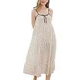 ASHER FASHION Satin Nightgowns for Women Long Silk Nightdress Vintage Lace Chemise Maxi Sleepwear