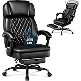 400lbs Executive Office Chair with Foot Rest for Heavy People, Ergonomic Big and Tall Desk Chair with Adjustable Headrest, High Back PU Leather Comfy Heavy Duty Computer Chair with Spring Cushion