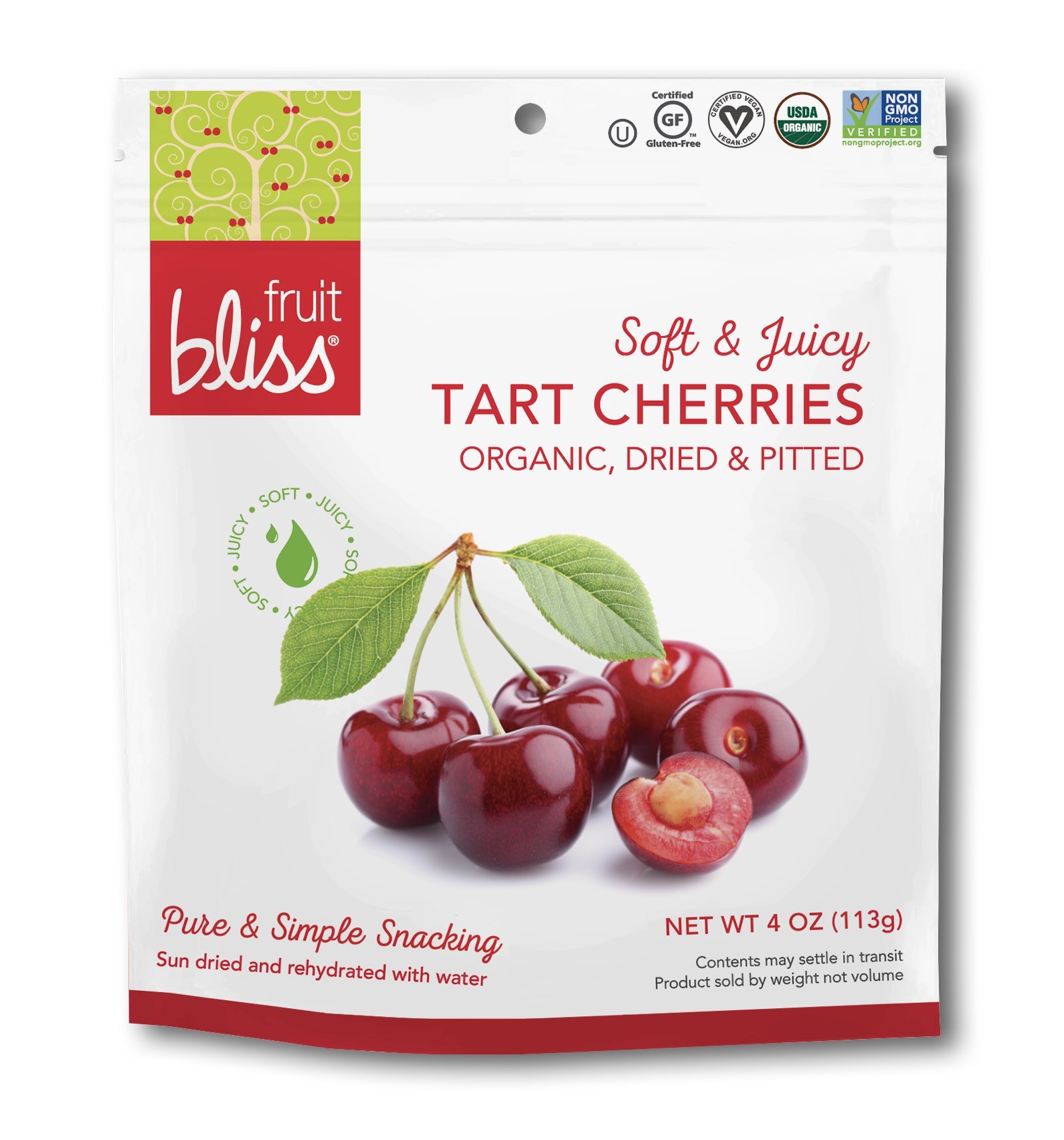 Buy Fruit Bliss Tart Cherries, 4 Ounce Dried Tart Cherries Unsweetened