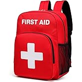 Gatycallaty First Aid Backpack Emergency Medical Empty Waterproof Survival First Responder Trauma Bag Travel Home Outdoor Camping (Red)