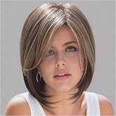 Short Brown Highlights Bob Wigs for Women Straight Wig with Side Bangs | Brown mix blonde highlights,12inch mid-length,classic bobo cuts,synthetic short hair,natural daily party,easy to wear