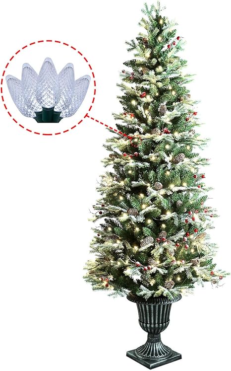 Featured image of post Slim Pre Lit Christmas Tree With Berries And Pine Cones