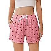 Ekouaer Womens Pajama Shorts Soft Comfy Ruffle Sleep Shorts 2026 Summer Casual Elastic Waist Pj Short with Pockets