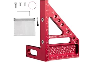 MaxxGeek Carpenter Square Scribing Ruler Aluminum Alloy 22.5-90 Degree 3D Multi-Angle Measuring Ruler Small Precision Speed Squares Ruler for Woodworking, Construction and Engineers