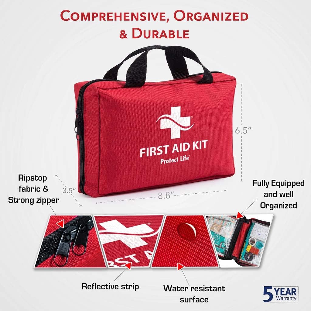 First Aid Kit for Car - Home, Traveling, Camping, Office or Sports | 200 Pieces Bag Equipped with Medical Supplies: Health & Personal Care
